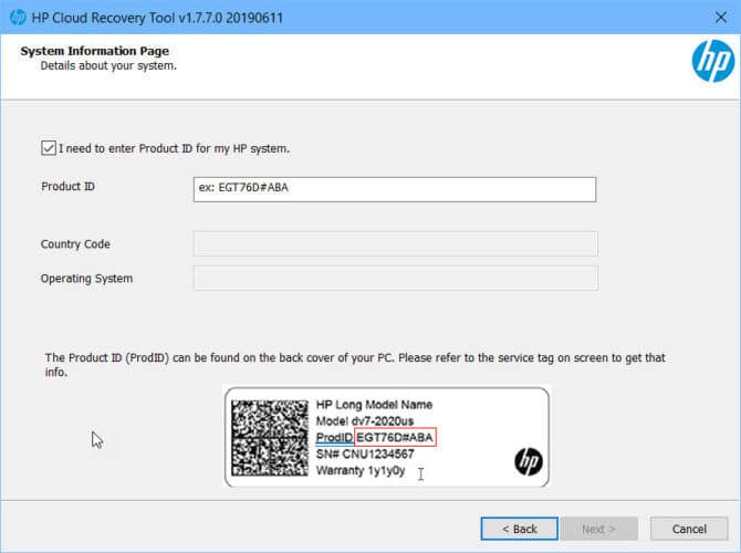 HP Cloud Recovery Tool HP Cloud Recovery Tool