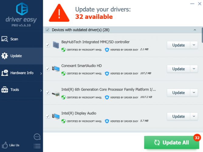 Driver updates available Driver updates available