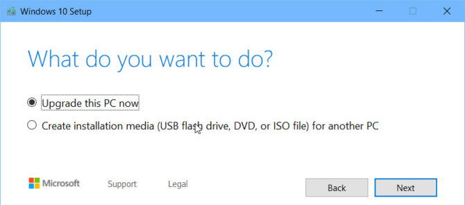 Windows 10 Media Creation Tool options Windows 10 Media Creation Tool options