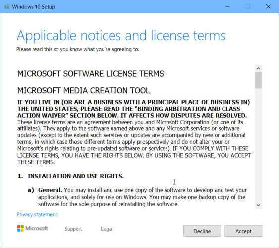 Windows 10 Setup terms of use Windows 10 Setup terms of use