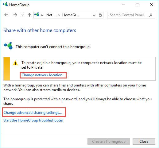 change network type from public to private win 10