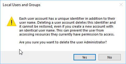 net user administrator /delete