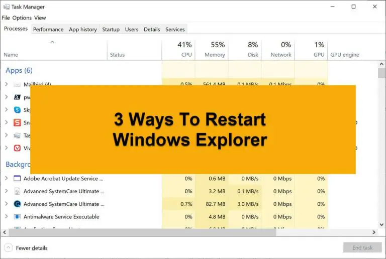 Restart Windows Explorer