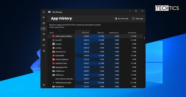 View History For All Processes In Task Manager In Windows 11/10