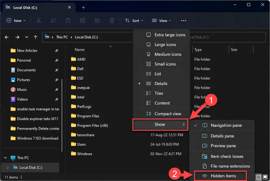 How To Show Hidden And Protected Files And Folders In Windows 11/10