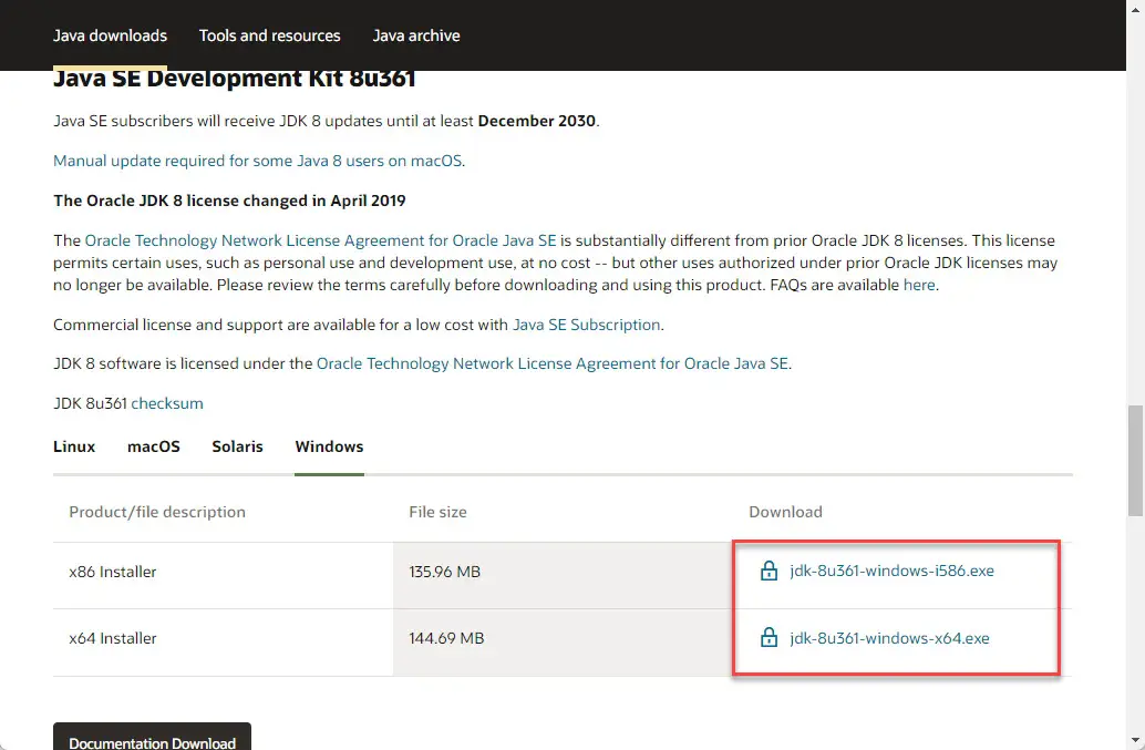 Download Java 8 Update 361 (Offline Installers)